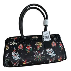 Ed Hardy Black Tattoo Print Handbag